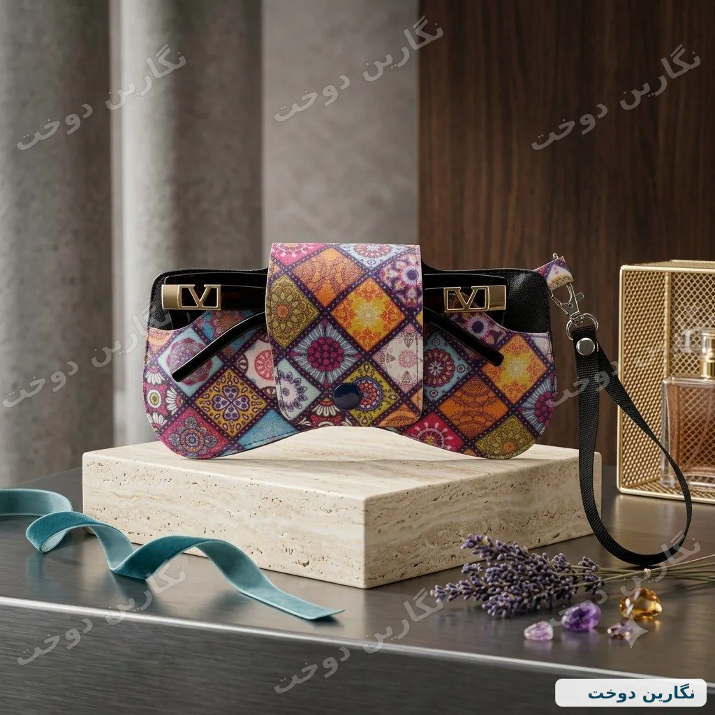 كيف عینک تمام چرم مصنوعی طرح کاشی